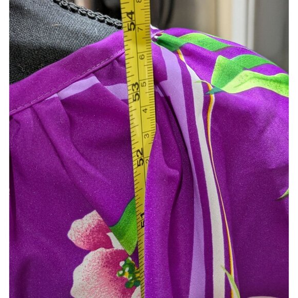 Hilo Hattie Hawaiian Purple Floral Maxi Dress With Belted Waist Short Sleeves Si - Picture 8 of 9